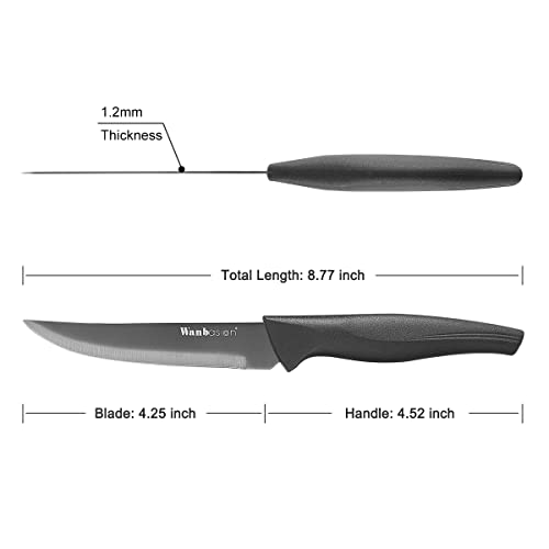 Wanbasion 854YE040-030 Black Non Serrated Steak Knives Set, Steak Knife Set Dishwasher Safe thumb #6