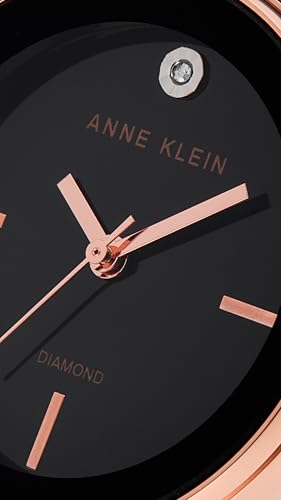 Image of Anne Klein Quartz Analog Black Dial Two Toned Black & Rose Gold Metal Strap Watch for Women - NEAKB3620BKST