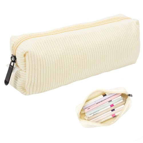 Astuccio in a coste materiale scolastico estetico per ragazze adolescenti scuola università e ufficio astuccio velluto beige