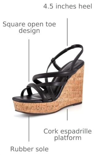 Image of Coutgo Women Platform Wedge Sandals Cork Slingback Wedges Espadrilles Heels Summer Shoes