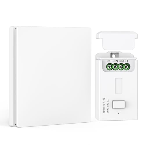 Kinetic Wireless Switch and Receiver | No Wiring or Batteries Needed Eco-Friendly Energy | IP65 Waterproof Remote Light Switch