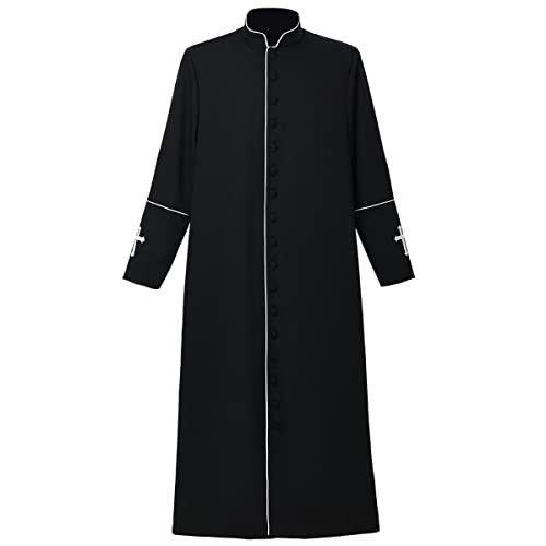 Image of CAMDOM Men's Clergy Cassock Church Minister Robe Vestment for Pastor