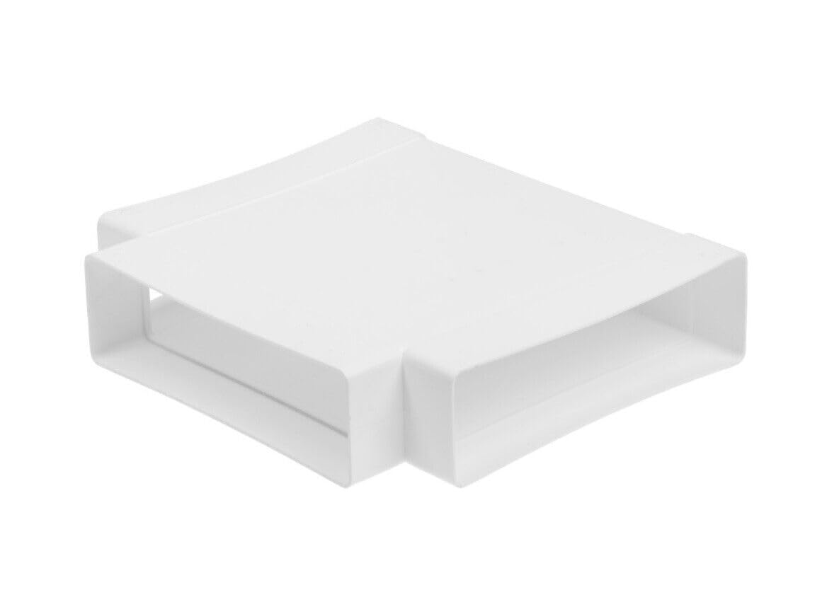 Prostko Ltd White Rectangular Channel T Piece Connector / 60Mm X 204Mm / 3 Way Duct Adaptor Tube Connector/Lightweight Pvc Material