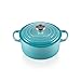 Le Creuset Signature emaliowane, żeliwne, okrągłe naczynie do zapiekania z pokrywką, 24 cm, 4,2 l, turkusowe, 211772417