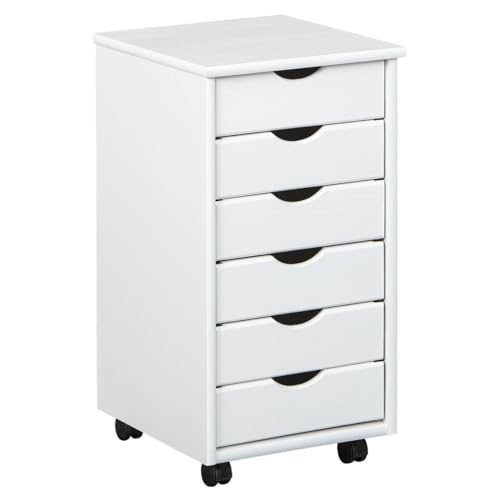 AltoBuy Sydney - Caisson 6 Tiroirs Bois Massif Vernis Blanc