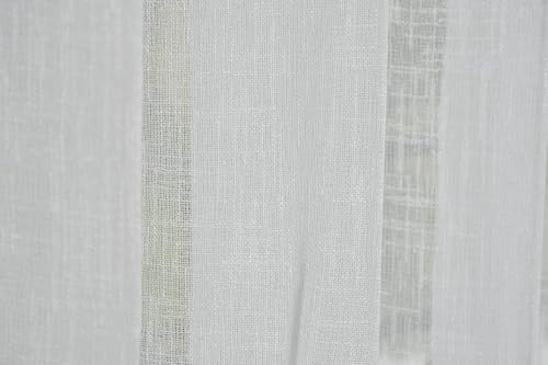 Image of KALIYO Linen Look Sheer Pleated Curtains for Living Room & Bedroom | Premium Light Filtering Window Curtains | Pinch Pleat Header Curtain Panels | White | 9FT | 2 Piece Set