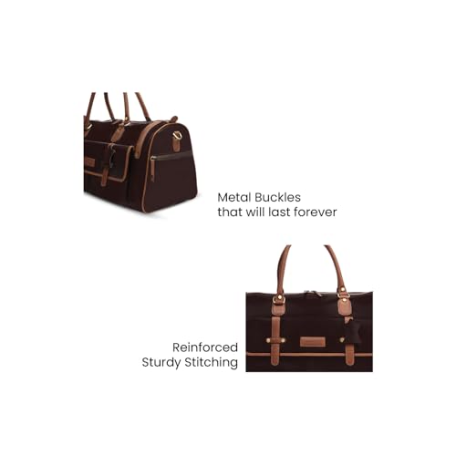 Image of Premium Leather Duffle Bag for Men & Women | Genuine Leather Travel, Gym & Office Bag | Stylish Handcarry & Sling Weekend Cabin Luggage Bag | Maroon