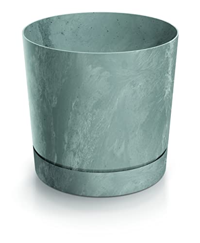 DIKEL Maceta de 20 cm de diámetro, 19 cm de altura | Maceta con aspecto de hormigón de plástico duradero, resistente a la intemperie y a los rayos UV | Macetas para un elegante diseño de jardín y
