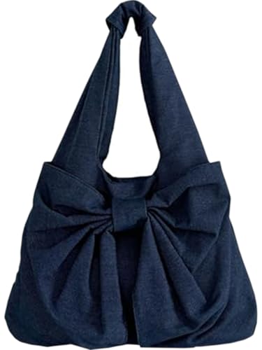 Cute Bow Canvas Tote Bag Purse for Women Bow Tote Bag Y2k Purses Cute Shoulder Handbag Travel Aesthetic Purse