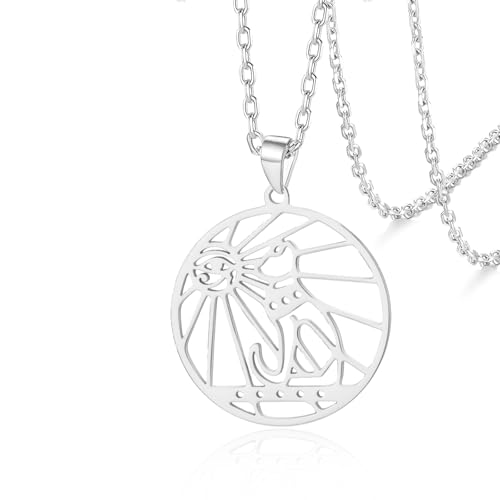 Collar egipcio Ankh Acero inoxidable Bastet Gato Ojo de Horus Colgante Collar Egipto Bastet Joyas Regalos para mujeres Hombres (Gato Bastet plateado)