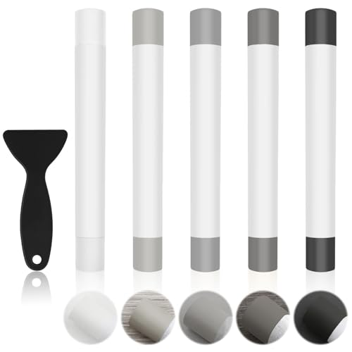 Set de 5Colores Reparador Madera, Cera ReparacióN de Madera Reparador ArañAzos Madera Para Reparar Rayones Y Manchas de Madera, Rellenar Pisos (Gris)