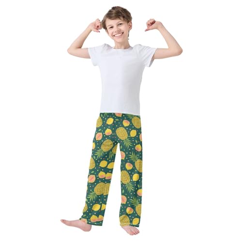 ZZXXB Pineapple Lemon Boys Long Pants Soft Trousers Elastic Waist Kids Lounge Bottoms with Pockets S-XL2