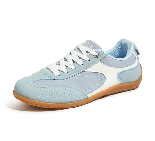 TIMEJOY Women's Retro Sneakers Low-Top Lightweight Breathable Casual Shoes Non-Slip Sole for Walking Work Daily Use(9.5 US Blue/White)