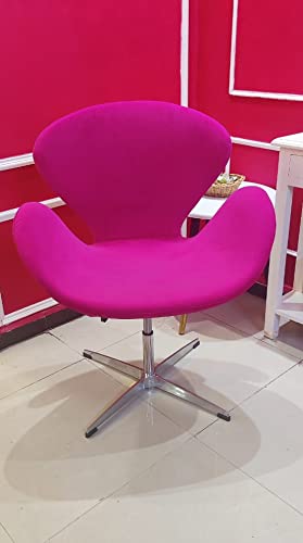 Image of Modern Swivel Lounge Chair with Hydraulic Lift for Home Office Hotel Cafe (Pink, Faux Leather)