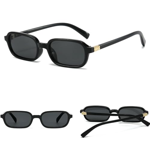 Retro Rectangular Sunglasses for Women Men Small 90s Style Vintage Trendy Narrow Square Frame BS19003
