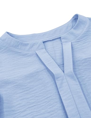 Image of Floral Find Girls Casual Ruffle Short Sleeve V Neck Textured Shirts Summer Dressy Tunic Top Blouses