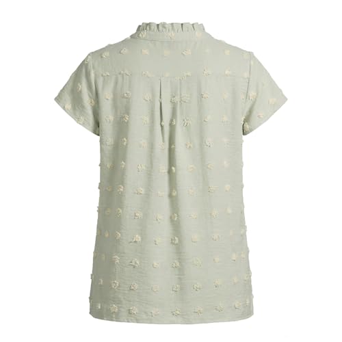Image of Girls Shirts Short Sleeve Chiffon Shirts Swiss Dot Blouses Top Teen Girls V-Neck Tunics Tee Size 9-14 Years