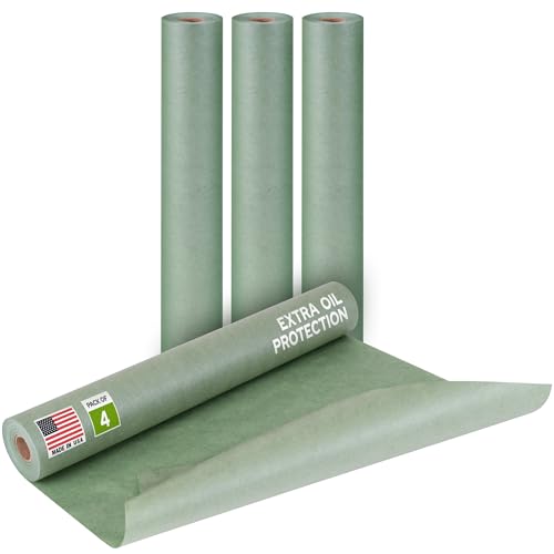 Image of 18 inch x 60 Yards (180 feet) Green Masking Paper with Extra Oil Protection for Automotive Painting Industries (Pack of 4) - Made in USA Masking Paper for Painting Cars, Protection from Splatter