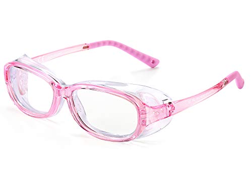 FONHCOO Anti Fog Safety Glasses, Protective Glasses with Detachable Side Shields, Blue Light Blocking Glasses in Pink