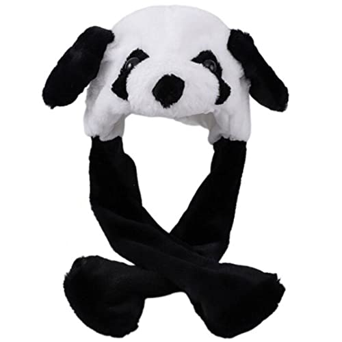 Hrippy Panda en Peluche Chapeau Animal Oreille Mobile en Peluche Chapeau Mignon Pressant Airbag Cap pour Halloween Noël Fête De Pâques Cover