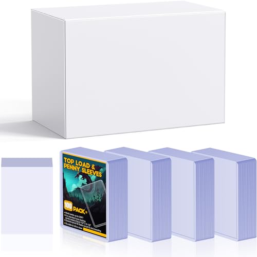 100 Toploaders for Cards and 100 Soft Card Sleeves, Sooez