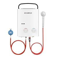 CAMPLUX AY132-DE 5 Liter Tankless Gasdurchlauferhitzer 50mbar, LPG Durchlauferhitzer mit Tragbarer Griff, 10 kW, Propan- oder Butangas, Campingdusche
