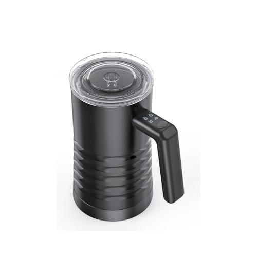 WXQミルク泡立て器とスチーマー ステンレススチールミルクフォームメーカー 多功能 ノンスティックインテリア 自動ミルクウォーマー コーヒー/ホットチョコレートミルク/ラテ/カプチーノ用 (ブラック)