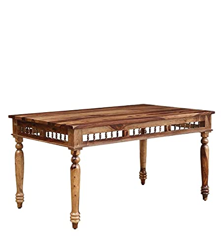 Image of Solid Sheesham Wood 57 Inch Traditional Dining Table 6 Seater | Six Seater Dinning Table with 4 Chairs & 1 Bench for Home | Dining Room Sets for Restaurants (Teak Finish)
