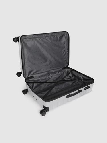 Image of Teakwood 76 CM Unisex Trolley Bag for Travel, Hard Cabin Trolley Large Travel Suitcase Bag, Lock System 360 Degree 8 Rotating Wheels (76 CM, Metallic Silver)