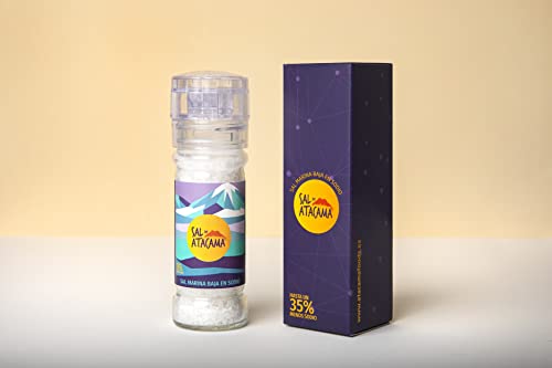 SAL DE ATACAMA – SAL BAJA EN SODIO - 100% NATURAL - MOLINILLO RECARGABLE. Rica en potasio con el sabor de siempre. Sal equilibrada. Sal Gourmet especial. Sal hiposódica saludable.