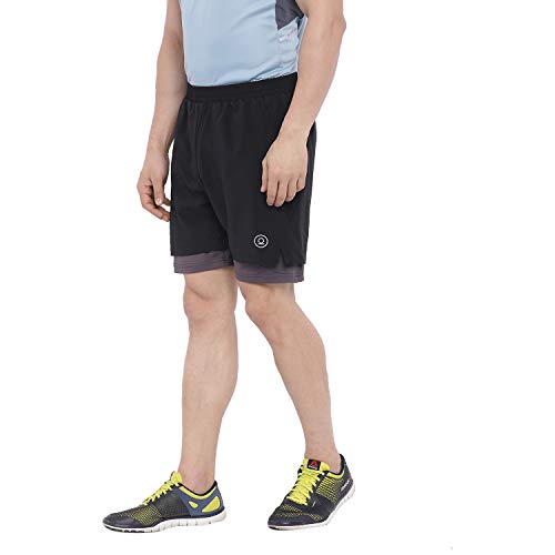 Image of CHKOKKO Double Layered Gym Shorts for Men Workout | Compression Inner Layer with Pockets Across Inner Outer and Back | Dry Fit Sports Athletic wear for Running Jogging or Training