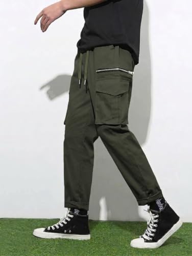 Image of GRECIILOOKS Men's Cargo Pants | 6 Pocket Cotton Cargo Joggers for Men | Loose Fit Stylish Pant with Pockets | Casual Baggy Trousers & Streetwear Lower