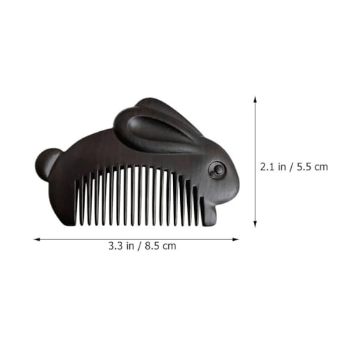 Peine portátil de madera con diseño conejo antiestático miniatura 2