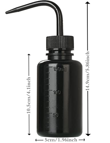 HOOMBOOM 2Pcs Tattoo Wash Bottle 150ml | 5oz Water Squirt Bottle Succulent Watering, Safety Rinse Bottle Watering Tools for Medical Succulent Cleaning Washing Bottle Black - Thumbnail 3