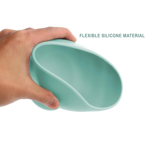 Image of Xacton Baby Feeding Bowl & Wood Solid Handle Spoon I Silicone Unbreakable Non-Slip Suction Base Design I BPA Free, Dishwasher, Freezer & Microwave Safe I Feeding Kit for Infants & Toddler (Cyan)