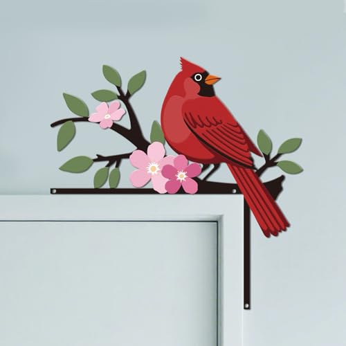CUTHOLLOW Rouge-gorge et fleurs Métal Ornement de Cadre de Porte, Décoration Murale pour Porte, Art Déco Originale d'angle de Portail pour Chambre d'enfant, Maison,...