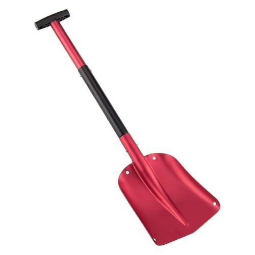 Matte Red Aluminum 3-Piece Collapsible Snow Shovel Lightweight Portable Emergency Shovel for Car Camping