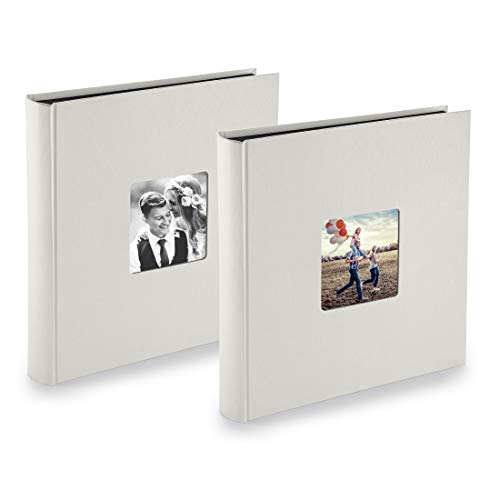 PAZZiMO Album photo craie XXL, lot de 2, collage jusqu'à 400 photos format 10x15, album traditionnel 30x30cm avec papier de protection & couverture épaisse personnalisable Cover