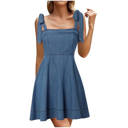 Robe en jean col laçage pour affiner la silhouette facilement