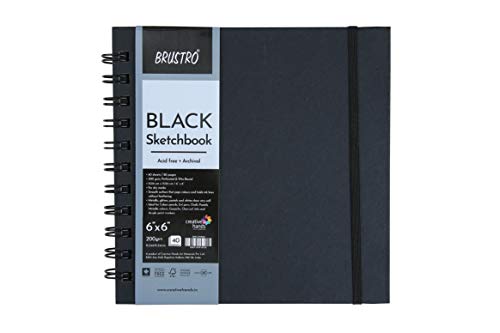 Brustro Black Sketchbook, Wiro Bound, Size 6