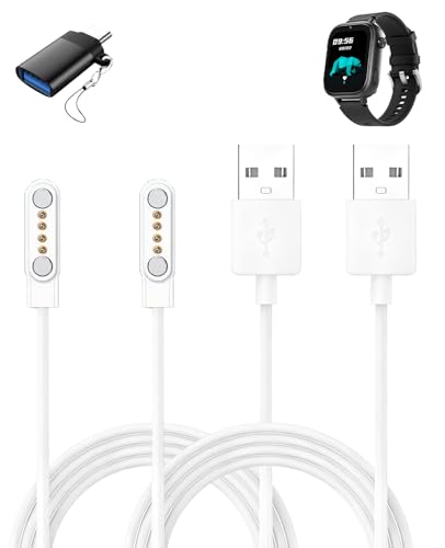 Cables de carga para smartwatch OKYUK de 1.8" con dos unidades en color blanco