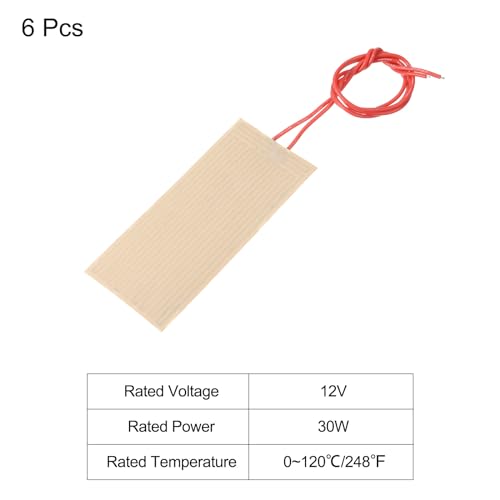sourcing map Heizfolie Heizplatte, 24V 30W Polyimid Heizpad, selbstklebende PI Heizelemente Folie 100mmx45mm Heizstreifen für konstante Temperatur, Packung mit 6 Stück