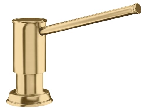 BLANCO LIVIA Spülmittelspender in satin gold | Passend zu allen BLANCO-Küchenarmaturen | Bequem von oben zu befüllen | Spüli | Seifenspender | 35 mm Lochbohrung erforderlich | Flascheninhalt 300 ml