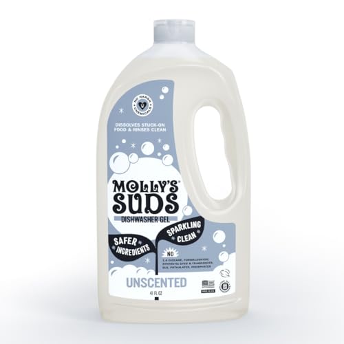 Image of Molly's Suds Dishwasher Detergent Gel | Clean Dishwasher Detergent, Cuts Grease & Rinses Clean (Residue-Free) for Sparkling Dishes | 41 Fl Oz (Unscented)