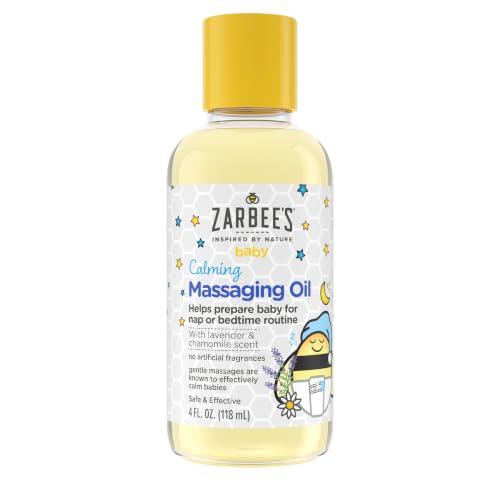 Image of Zarbee's Baby Calming Massage Oil, Lavender & Chamomile, 4 fl oz | For Babies Ages 0+ Months, Calming and Soothing, Helps Sleep