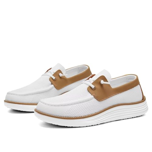 Image of Mens Boat Shoes Casual Loafers Slip On Walking Dress Sneakers Mesh Business Oxfords Work Lightweight Soft Sole