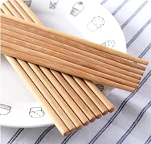 10 Pairs Natural Bamboo Chopsticks | Reusable Dishwasher Safe | Can Be Used to Eat Noodles, Sushi, Dumplings, and Other Foods | Chop Sticks for Asian Dishes. Chinese, Japanese Tableware