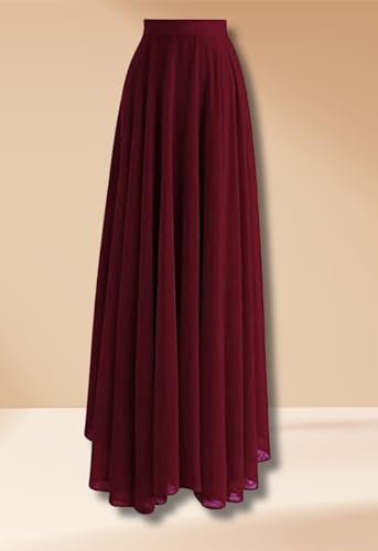 Image of Women's Full Length Georgette Long Skirt- Lehenga with 8 Meters Maxi Flare