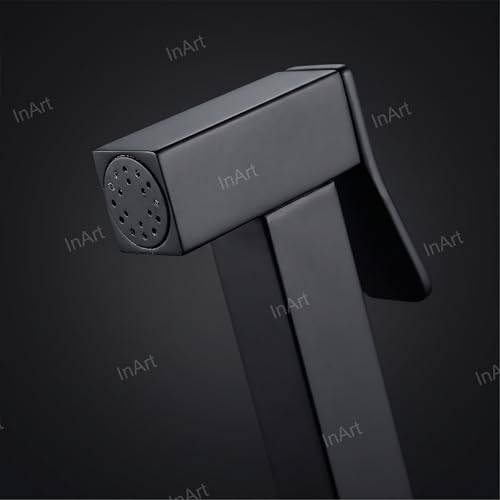 Image of InArt Health Faucet for Bathroom, Premium Jet Spray with Hose and Holder, Superior Low Water Pressure Performance, Easy Grip Design, Durable Brass Material Black