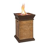 Blumfeldt Gas Feuerstelle, Mobile Feuerschale mit Regenabdeckung, Outdoor Feuertisch Gas, Tischfeuer mit Lavasteinen, 360° Feuerblick Gaskamin, Polyresin-Feuerschalen für den Garten & Terrasse